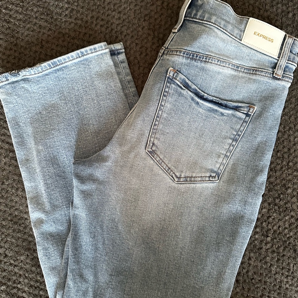 Express Women's High Rise Jeans in Light Blue